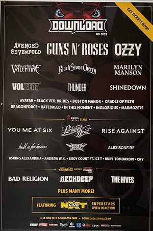 Original 2018 Download Festival UK 4 Sheet Poster