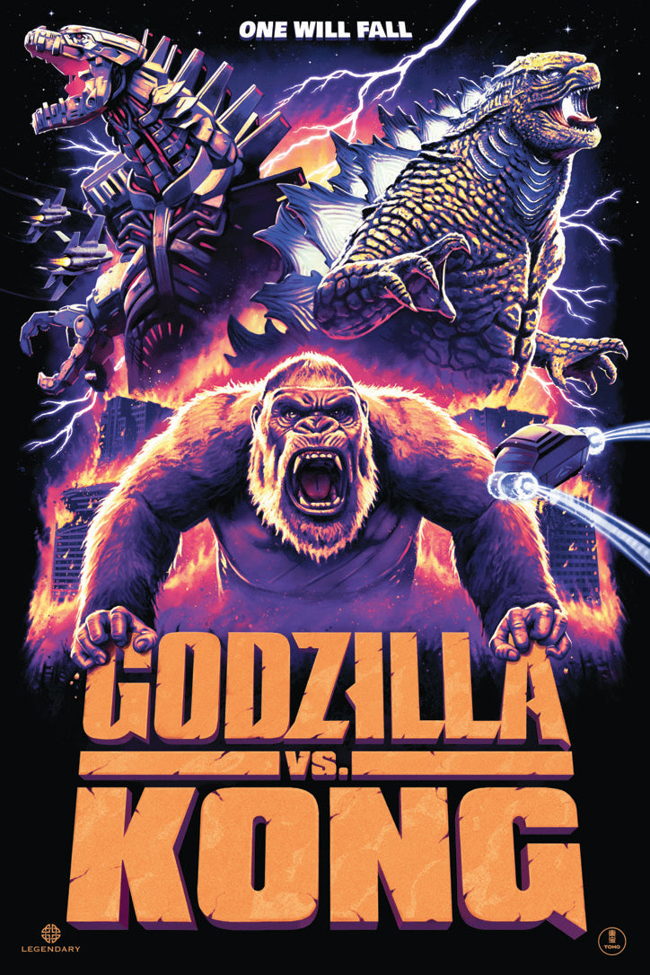 Godzilla vs. Kong - Original Tom Walker Graphic Art Print - Gold