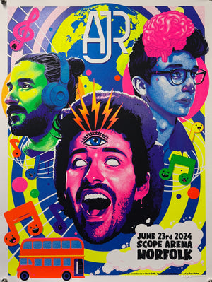 AJR Live At The Scope Arena 2024 - Original Tom Walker Graphic Art Print