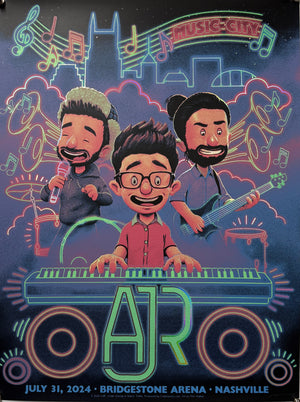 AJR Live At The Bridgestone Arena 2024 - Original Tom Walker Graphic Art Print