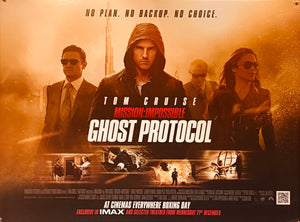 Original 2011 - Tom Cruise - Mission Impossible: Ghost Protocol -  UK Quad