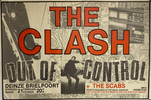 Original 1984 The Clash Out Of Control French Concert Poster