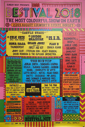 Original 2018 Bestival UK 4 Sheet Festival Poster