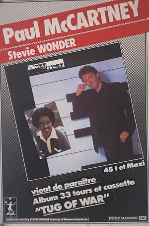 Original 1982 Paul McCartney/Stevie Wonder Ebony and Ivory French Promo Poster