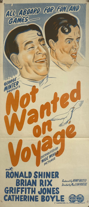 Original 1957 Not wanted On Voyage - Australian Daybill Poster