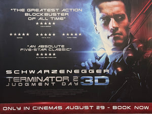 Original 2017 - Arnold Schwarzenegger - Terminator 2 Judgement Day 3D - UK Quad Poster