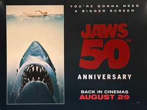 Original 2025 - Jaws - 50th Anniversary Release - UK Quad Poster