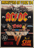 Original 1984 Monsters Of Rock European Tour Poster
