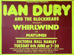 Original 1978 Ian Dury and the Blockheads - Live at Victoria Hall Poster