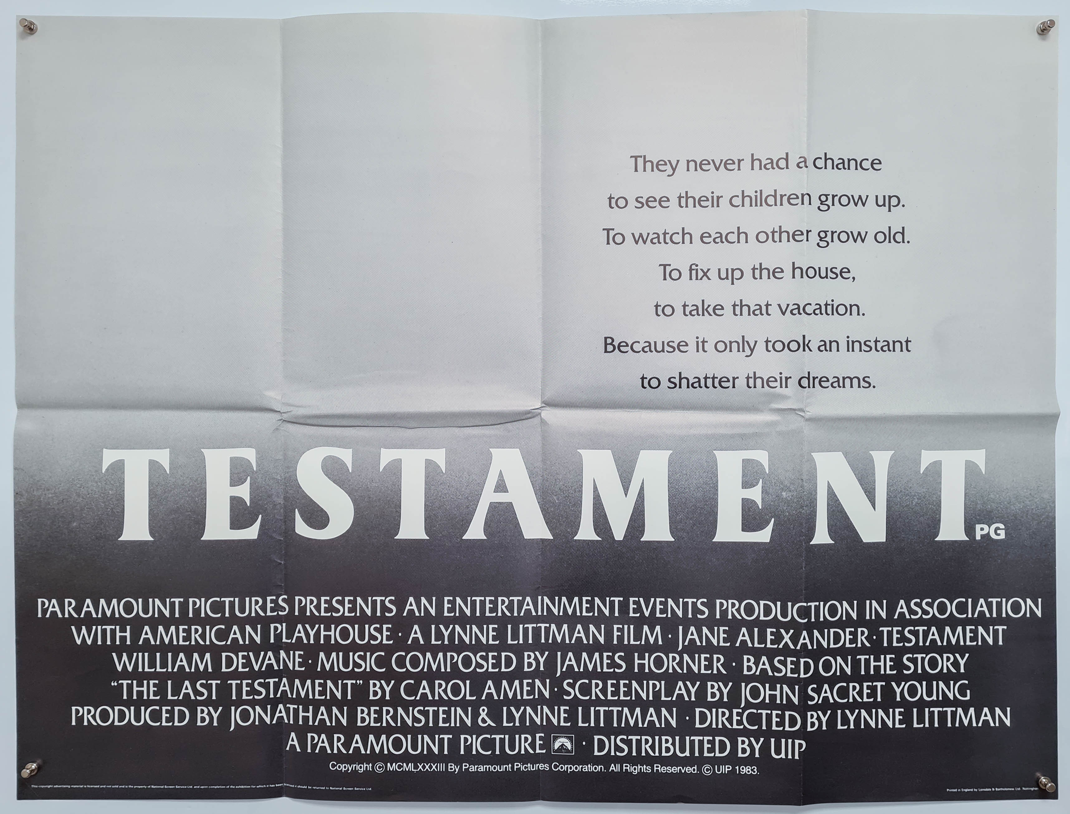 Testament - 1983 - Original UK Quad – Poster Freaks