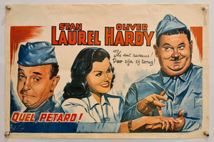 Great Guns - Quel Petard - Laurel and Hardy - 1950s Re-release - Original Belgian Poster