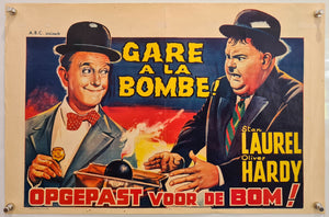 The Big Noise - Opgepast Voor de Bom - Laurel and Hardy - 1950s Re-release - Original Belgian Poster