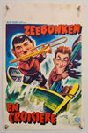 Saps at Sea - Zeebonken En Croisiere - Laurel and Hardy - 1950s Re-release - Original Belgian Poster