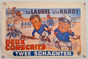 The Flying Deuces - Deux Conscrits - Laurel and Hardy - 1950s Re-release - Original Belgian Poster