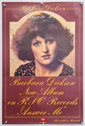 Barbara Dickson - Answer Me - 1976 - Original Promo Poster